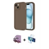 MARSİLYAN™- iPhone 14 Kılıf Yankı Yansıma Özel Seri - Siyah 3D Antistatik Cam Ekran Koruyucu + Raze Metal Kamera Lens - KI