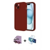 MARSİLYAN™- iPhone 14 Kılıf Yankı Yansıma Özel Seri - Siyah 3D Antistatik Cam Ekran Koruyucu + Raze Metal Kamera Lens - KI