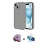 MARSİLYAN™- iPhone 14 Kılıf Yankı Yansıma Özel Seri - Siyah 3D Antistatik Cam Ekran Koruyucu + Raze Metal Kamera Lens - KI