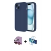 MARSİLYAN™- iPhone 14 Kılıf Yankı Yansıma Özel Seri - Siyah 3D Antistatik Cam Ekran Koruyucu + Raze Metal Kamera Lens - KI
