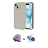 MARSİLYAN™- iPhone 14 Kılıf Yankı Yansıma Özel Seri - Siyah 3D Antistatik Cam Ekran Koruyucu + Raze Metal Kamera Lens - SH