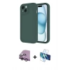 MARSİLYAN™- iPhone 14 Kılıf Yankı Yansıma Özel Seri - Siyah 3D Antistatik Cam Ekran Koruyucu + Raze Metal Kamera Lens - MR