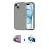 MARSİLYAN™- iPhone 14 Kılıf Yankı Yansıma Özel Seri - Siyah 3D Antistatik Cam Ekran Koruyucu + Raze Metal Kamera Lens - MR