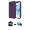 MARSİLYAN™- iPhone 14 Kılıf Yankı Yansıma Özel Seri - Siyah 3D Antistatik Cam Ekran Koruyucu + PVD Metal Kamera Lens - YL