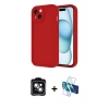 MARSİLYAN™- iPhone 14 Kılıf Yankı Yansıma Özel Seri - Siyah 3D Antistatik Cam Ekran Koruyucu + PVD Metal Kamera Lens - YL