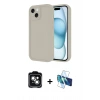MARSİLYAN™- iPhone 14 Kılıf Yankı Yansıma Özel Seri - Siyah 3D Antistatik Cam Ekran Koruyucu + PVD Metal Kamera Lens - YL