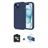 MARSİLYAN™- iPhone 14 Kılıf Yankı Yansıma Özel Seri - Siyah 3D Antistatik Cam Ekran Koruyucu + PVD Metal Kamera Lens - YL