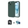 MARSİLYAN™- iPhone 14 Kılıf Yankı Yansıma Özel Seri - Siyah 3D Antistatik Cam Ekran Koruyucu + PVD Metal Kamera Lens - YL