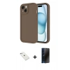 MARSİLYAN™- iPhone 14 Kılıf Yankı Yansıma Özel Seri - Siyah 3D Antistatik Hayalet Cam Ekran Koruyucu + Diamond Kamera Lens - SABE