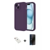 MARSİLYAN™- iPhone 14 Kılıf Yankı Yansıma Özel Seri - Siyah 3D Antistatik Hayalet Cam Ekran Koruyucu + Diamond Kamera Lens - KI
