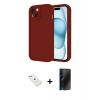 MARSİLYAN™- iPhone 14 Kılıf Yankı Yansıma Özel Seri - Siyah 3D Antistatik Hayalet Cam Ekran Koruyucu + Diamond Kamera Lens - PE