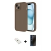 MARSİLYAN™- iPhone 14 Kılıf Yankı Yansıma Özel Seri - Siyah 3D Antistatik Hayalet Cam Ekran Koruyucu + Diamond Kamera Lens - KI