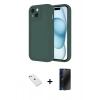MARSİLYAN™- iPhone 14 Kılıf Yankı Yansıma Özel Seri - Siyah 3D Antistatik Hayalet Cam Ekran Koruyucu + Diamond Kamera Lens - SABE