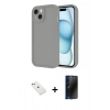 MARSİLYAN™- iPhone 14 Kılıf Yankı Yansıma Özel Seri - Siyah 3D Antistatik Hayalet Cam Ekran Koruyucu + Diamond Kamera Lens - PE