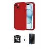 MARSİLYAN™- iPhone 14 Kılıf Yankı Yansıma Özel Seri - Siyah 3D Antistatik Hayalet Cam Ekran Koruyucu + PVD Metal Kamera Lens - YL