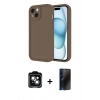 MARSİLYAN™- iPhone 14 Kılıf Yankı Yansıma Özel Seri - Siyah 3D Antistatik Hayalet Cam Ekran Koruyucu + PVD Metal Kamera Lens - YL