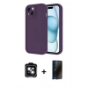 MARSİLYAN™- iPhone 14 Kılıf Yankı Yansıma Özel Seri - Siyah 3D Antistatik Hayalet Cam Ekran Koruyucu + PVD Metal Kamera Lens - YL