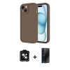 MARSİLYAN™- iPhone 14 Kılıf Yankı Yansıma Özel Seri - Siyah 3D Antistatik Hayalet Cam Ekran Koruyucu + PVD Metal Kamera Lens - TU
