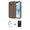 MARSİLYAN™- iPhone 14 Kılıf Yankı Yansıma Özel Seri - Siyah 3D Antistatik Hayalet Cam Ekran Koruyucu + Shine Kamera Lens - GD