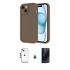 MARSİLYAN™- iPhone 14 Kılıf Yankı Yansıma Özel Seri - Siyah 3D Antistatik Hayalet Cam Ekran Koruyucu + Shine Kamera Lens - MI
