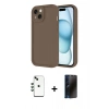 MARSİLYAN™- iPhone 14 Kılıf Yankı Yansıma Özel Seri - Siyah 3D Antistatik Hayalet Cam Ekran Koruyucu + Shine Kamera Lens - YL