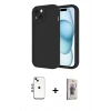 MARSİLYAN™- iPhone 14 Kılıf Yankı Yansıma Özel Seri - Siyah Bilvis 3D Cam Ekran Koruyucu + Shine Kamera Lens - GI