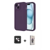 MARSİLYAN™- iPhone 14 Kılıf Yankı Yansıma Özel Seri - Siyah Bilvis 3D Cam Ekran Koruyucu + PVD Metal Kamera Lens - PE
