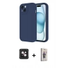 MARSİLYAN™- iPhone 14 Kılıf Yankı Yansıma Özel Seri - Siyah Bilvis 3D Cam Ekran Koruyucu + PVD Metal Kamera Lens - PE