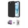 MARSİLYAN™- iPhone 14 Kılıf Yankı Yansıma Özel Seri - Siyah Bilvis 3D Cam Ekran Koruyucu + Raze Metal Kamera Lens - SH