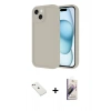 MARSİLYAN™- iPhone 14 Kılıf Yankı Yansıma Özel Seri - Siyah Bilvis 3D Mat Cam Ekran Koruyucu + Diamond Kamera Lens - PE