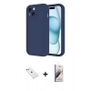 MARSİLYAN™- iPhone 14 Kılıf Yankı Yansıma Özel Seri - Siyah Bilvis 3D Mat Cam Ekran Koruyucu + Diamond Kamera Lens - PE