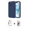 MARSİLYAN™- iPhone 14 Kılıf Yankı Yansıma Özel Seri - Siyah Bilvis 3D Mat Cam Ekran Koruyucu + Shine Kamera Lens - KI