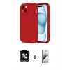 MARSİLYAN™- iPhone 14 Kılıf Yankı Yansıma Özel Seri - Siyah Bilvis 3D Mat Cam Ekran Koruyucu + PVD Metal Kamera Lens - MI