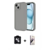 MARSİLYAN™- iPhone 14 Kılıf Yankı Yansıma Özel Seri - Siyah Bilvis 3D Mat Cam Ekran Koruyucu + PVD Metal Kamera Lens - MI
