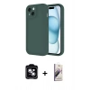 MARSİLYAN™- iPhone 14 Kılıf Yankı Yansıma Özel Seri - Siyah Bilvis 3D Mat Cam Ekran Koruyucu + PVD Metal Kamera Lens - MI