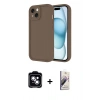 MARSİLYAN™- iPhone 14 Kılıf Yankı Yansıma Özel Seri - Siyah Bilvis 3D Mat Cam Ekran Koruyucu + PVD Metal Kamera Lens - MI