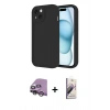 MARSİLYAN™- iPhone 14 Kılıf Yankı Yansıma Özel Seri - Siyah Bilvis 3D Mat Cam Ekran Koruyucu + Raze Metal Kamera Lens - GS