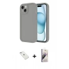 MARSİLYAN™- iPhone 14 Kılıf Yankı Yansıma Özel Seri - Siyah Bilvis 3D Mat Cam Ekran Koruyucu + Diamond Kamera Lens - SABE
