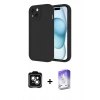 MARSİLYAN™- iPhone 14 Kılıf Yankı Yansıma Özel Seri - Siyah Bilvis 5in1 3D Magic Cam Ekran Koruyucu + PVD Metal Kamera Lens - YL