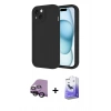 MARSİLYAN™- iPhone 14 Kılıf Yankı Yansıma Özel Seri - Siyah Bilvis 5in1 5D Magic Hayalet Cam Ekran Koruyucu + Raze Metal Kamera Lens - SH