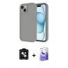 MARSİLYAN™- iPhone 14 Kılıf Yankı Yansıma Özel Seri - Siyah Bilvis 5in1 5D Magic Hayalet Cam Ekran Koruyucu + PVD Metal Kamera Lens - TU
