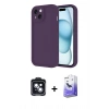 MARSİLYAN™- iPhone 14 Kılıf Yankı Yansıma Özel Seri - Siyah Bilvis 5in1 5D Magic Hayalet Cam Ekran Koruyucu + Siyah PVD Metal Kamera Lens