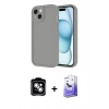 MARSİLYAN™- iPhone 14 Kılıf Yankı Yansıma Özel Seri - Siyah Bilvis 5in1 5D Magic Hayalet Cam Ekran Koruyucu + PVD Metal Kamera Lens - GS