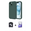 MARSİLYAN™- iPhone 14 Kılıf Yankı Yansıma Özel Seri - Siyah Bilvis 5in1 5D Magic Hayalet Cam Ekran Koruyucu + Siyah PVD Metal Kamera Lens