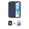 MARSİLYAN™- iPhone 14 Kılıf Yankı Yansıma Özel Seri - Siyah Bilvis 5in1 5D Magic Hayalet Cam Ekran Koruyucu + Siyah PVD Metal Kamera Lens
