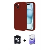 MARSİLYAN™- iPhone 14 Kılıf Yankı Yansıma Özel Seri - Siyah Bilvis 5in1 5D Magic Hayalet Cam Ekran Koruyucu + Siyah PVD Metal Kamera Lens