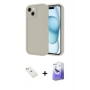 MARSİLYAN™- iPhone 14 Kılıf Yankı Yansıma Özel Seri - Siyah Bilvis 5in1 5D Magic Hayalet Cam Ekran Koruyucu + Diamond Kamera Lens - PE
