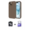 MARSİLYAN™- iPhone 14 Kılıf Yankı Yansıma Özel Seri - Siyah Bilvis 5in1 5D Magic Hayalet Cam Ekran Koruyucu + Siyah PVD Metal Kamera Lens