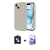 MARSİLYAN™- iPhone 14 Kılıf Yankı Yansıma Özel Seri - Siyah Bilvis 5in1 5D Magic Hayalet Cam Ekran Koruyucu + Siyah PVD Metal Kamera Lens