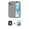 MARSİLYAN™- iPhone 14 Kılıf Yankı Yansıma Özel Seri - Siyah Bilvis 5in1 5D Magic Hayalet Cam Ekran Koruyucu + Siyah PVD Metal Kamera Lens